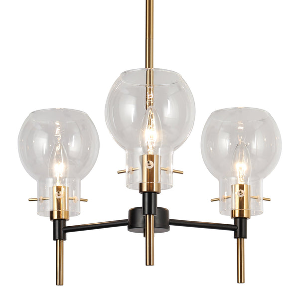 Berton 15" Wide Brass and Black Chandelier